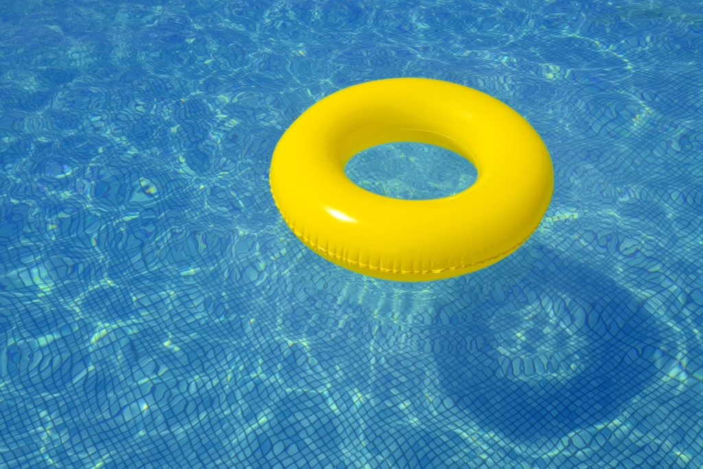 close up of a donut floaty in a swimming pool