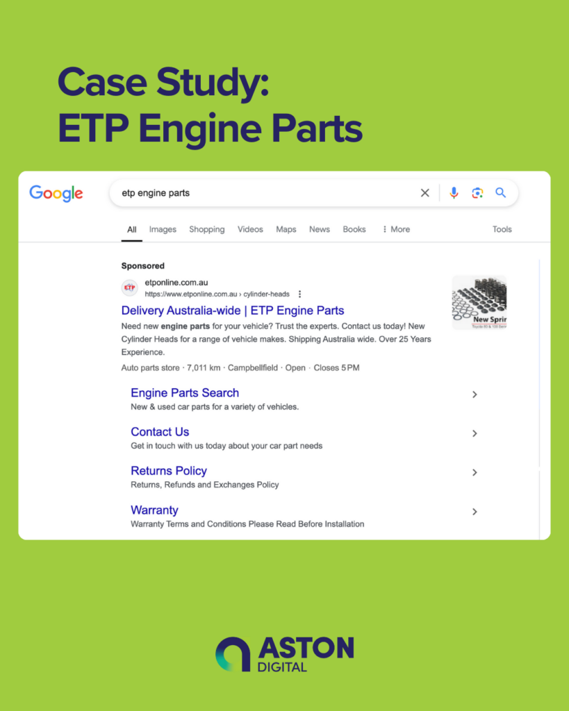 Google Ads Mangement Case Study: ETP Engine Parts