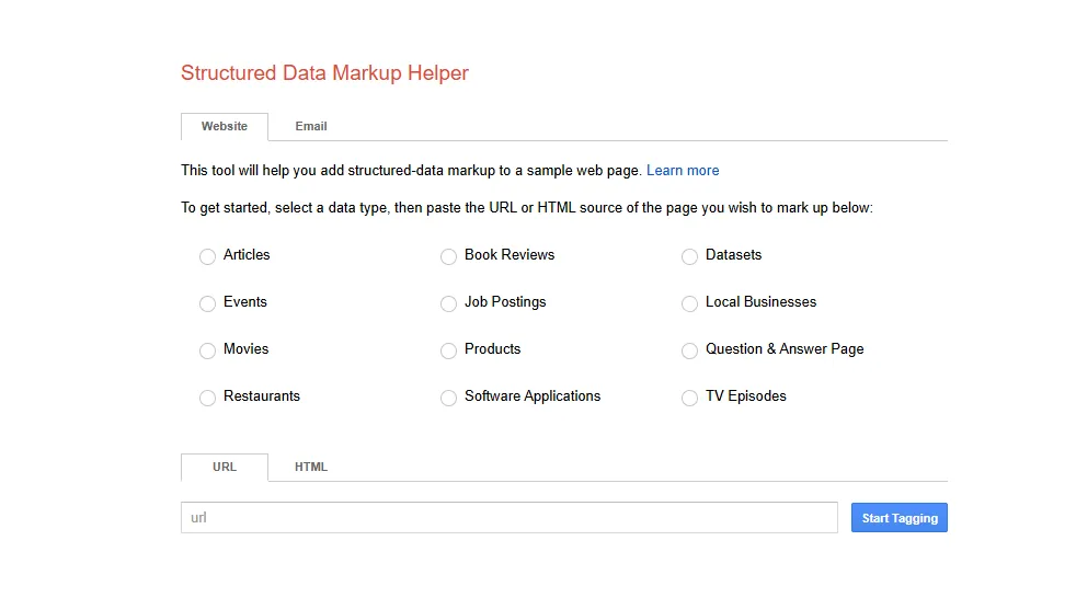 Google's Structured Data Markup Helper tool