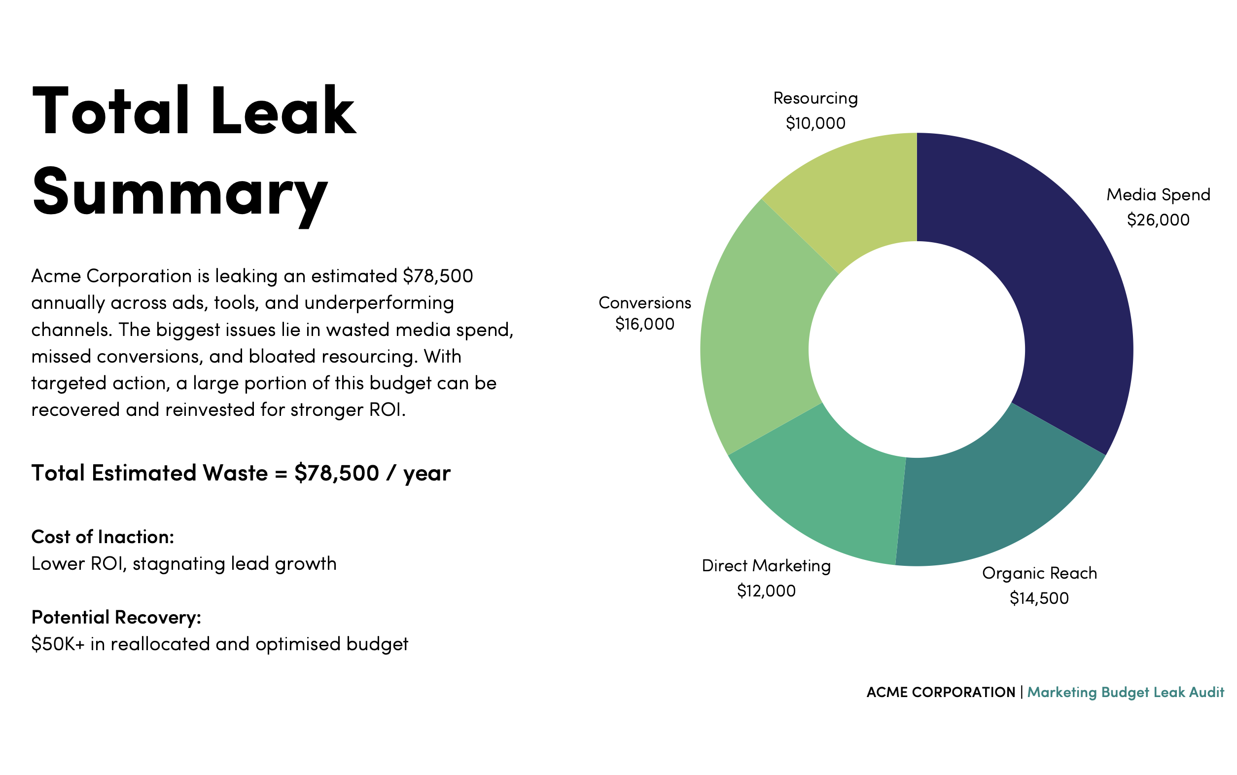 Marketing Budget Leak Audit – Total Cost Leak Summary Marketing Budget Leak Audit - Total Cost Leak Summary