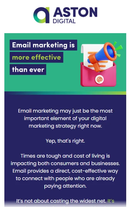 Sample of Weekly Newsletter – Aston Digital Aston Digital running Social Media Advertising