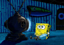 Spongebob binge watching TV
